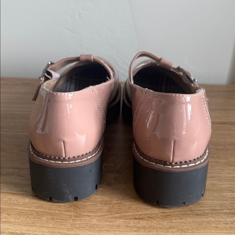 POP Tatum Women’s Patent Glossy Dusty Rose Wing Tip Mary Janes Platform Size 10M - Picture 4 of 12